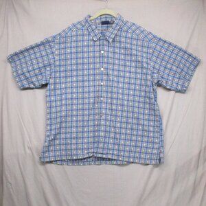BON HOMME 100% Cotton Button Down Plaid Blue & Gray Men Size | L